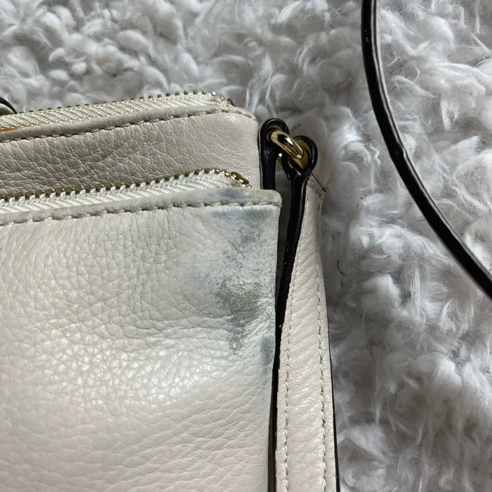MICHAEL KORS Fulton Pebbled Leather Beige Crossbody Organizer Bag - Picture 15 of 15